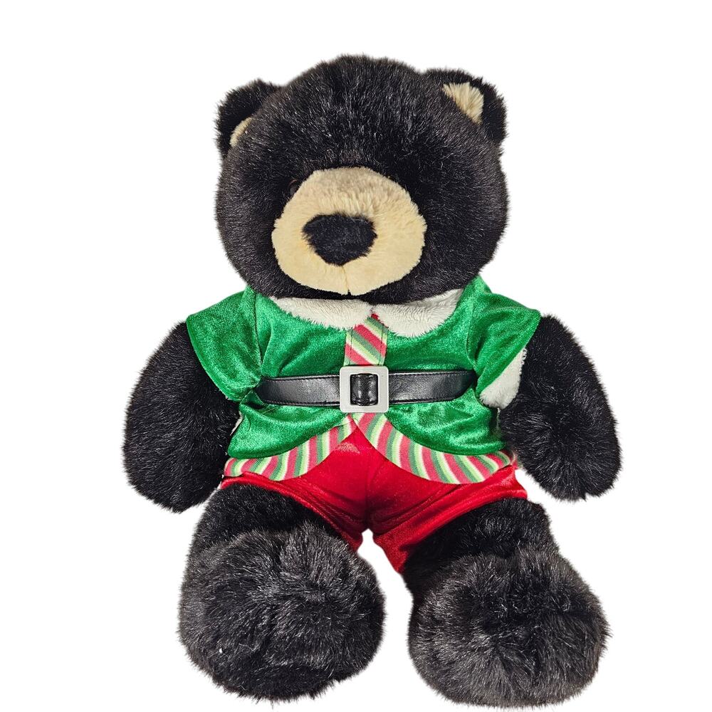 Build-A-Bear Black Teddy Bear Elf Outfit 15" Plush Christmas 2010 Stuffed Animal